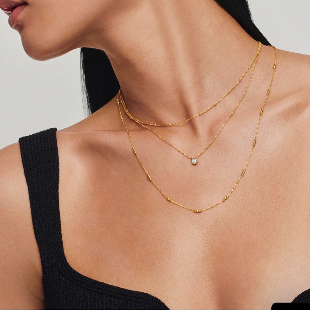 MONICA VINADER Gold Triple Beaded Necklace